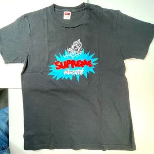 Supreme Black Color Ganesha Medium Size Tee Shirt